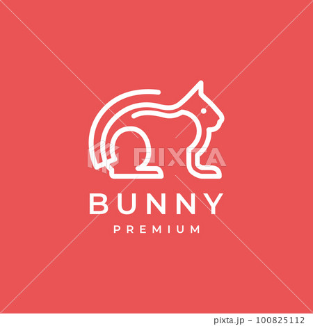 animal pets rabbit hare bunny geometric modern line simple minimal logo design vector 100825112