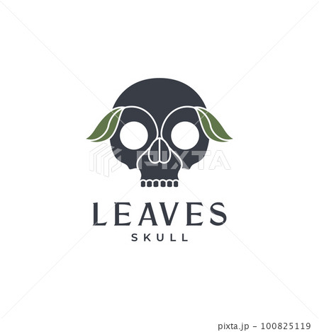skull cranium brain pan head leaves nature line minimal hipster logo design vector skull cranium brain pan head leaves nature line minimal hipster logo design vector 100825119