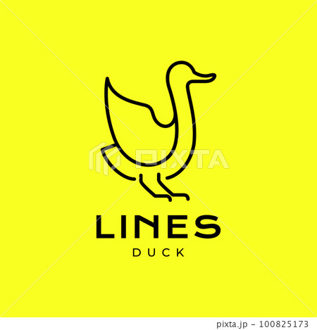 animal poultry duck flying food cooking line minimalist modern clean geometric logo design vector 100825173