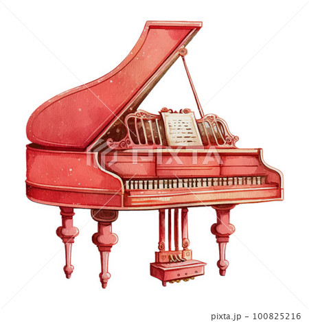 Piano Red Watercolor Illustration Clipart illustration for design element, invitation card, sublimation, painting, wall art and more. Piano Red Watercolor Illustration Clipart illustration for design element, invitation card, sublimation, painting, wall art and more. 100825216