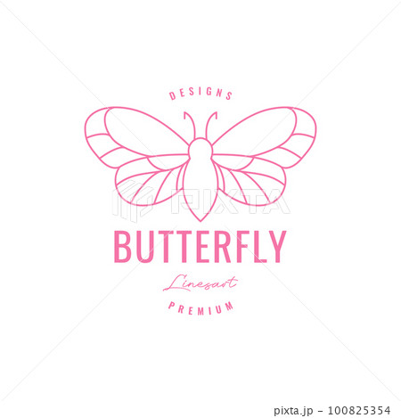 animal insect geometric butterfly wings beauty modern line logo design vector 100825354