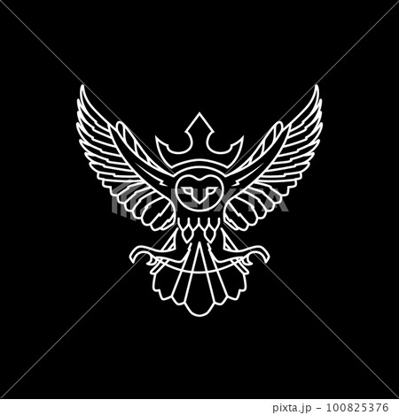 animal nocturnal flying barn owl hunting pounce crown dark night minimalist modern logo design vector animal nocturnal flying barn owl hunting pounce crown dark night minimalist modern logo design vector 100825376