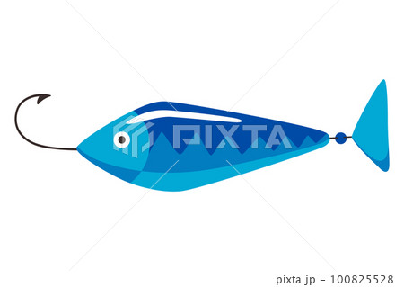 Fishing bait icon. Fish lure with hook isolated on white background. Contemporary fishery lure or wobbler. Fisher accessory. Vector fisherman equipment Fishing bait icon. Fish lure with hook isolated on white background. Contemporary fishery lure or wobbler. Fisher accessory. Vector fisherman equipment 100825528