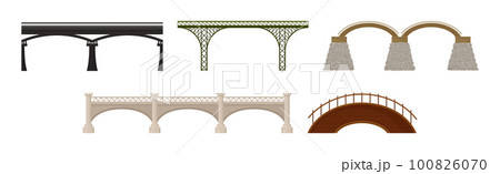 Bridges Made of Metal and Concrete with Baluster Vector Set 100826070