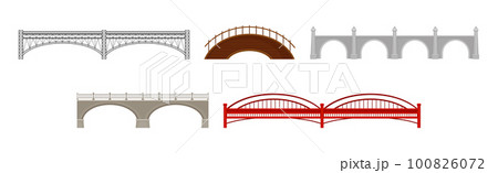 Bridges Made of Metal and Concrete with Baluster Vector Set 100826072