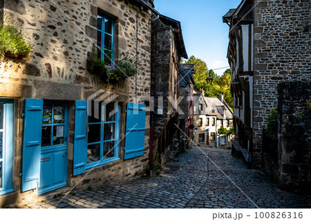 Breton Village Dinan With Narrow Alleys And Half-Timbered Houses In Department Ille et Vilaine In Brittany, France 100826316