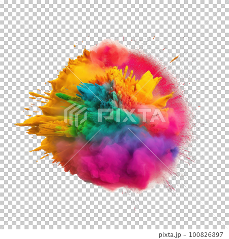 Vivid colorful powder splash. Illustration AI Generative 100826897
