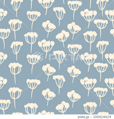 Seamless floral pattern based on traditional folk art ornaments. Colorful small flowers on color background. Doodle vector illustration. Simple minimalistic pattern. Design for fabric, textile 100828029