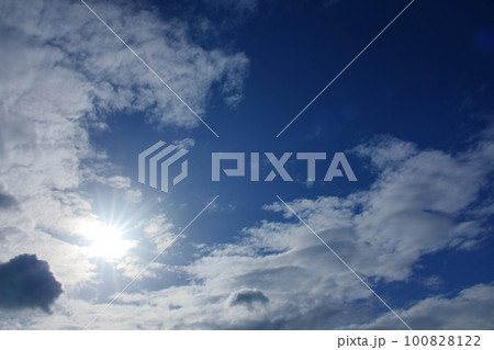 太陽に照らされた多様な雲が一面に広がった午後の空・春・空限定・230318pm 100828122