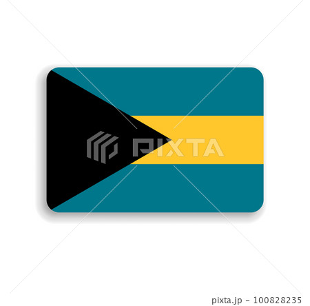Bahamas flag - flat vector rectangle with rounded corners and dropped shadow. Bahamas flag - flat vector rectangle with rounded corners and dropped shadow. 100828235