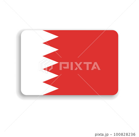 Bahrain flag - flat vector rectangle with rounded corners and dropped shadow. Bahrain flag - flat vector rectangle with rounded corners and dropped shadow. 100828236