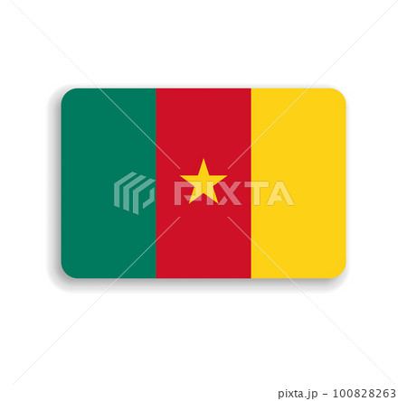 Cameroon flag - flat vector rectangle with rounded corners and dropped shadow. Cameroon flag - flat vector rectangle with rounded corners and dropped shadow. 100828263