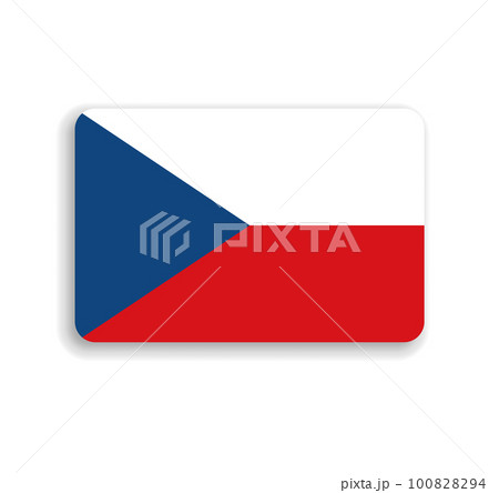 Czech Republic flag - flat vector rectangle with rounded corners and dropped shadow. 100828294