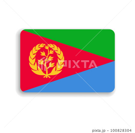 Eritrea flag - flat vector rectangle with rounded corners and dropped shadow. Eritrea flag - flat vector rectangle with rounded corners and dropped shadow. 100828304