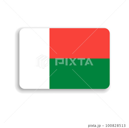 Madagascar flag - flat vector rectangle with rounded corners and dropped shadow. Madagascar flag - flat vector rectangle with rounded corners and dropped shadow. 100828513