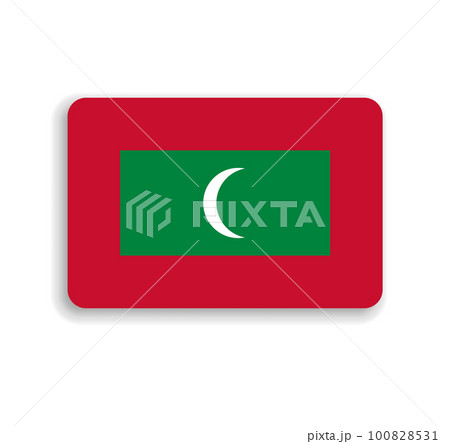 Maldives flag - flat vector rectangle with rounded corners and dropped shadow. 100828531