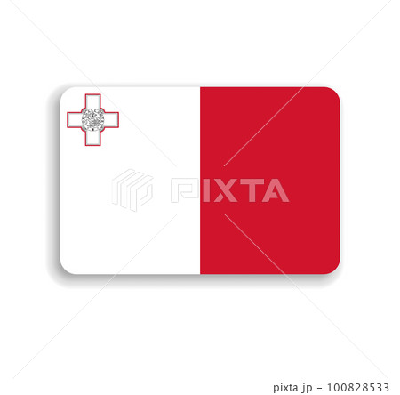 Malta flag - flat vector rectangle with rounded corners and dropped shadow. 100828533