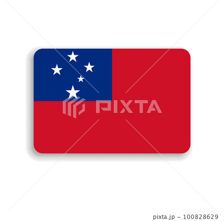 Samoa flag - flat vector rectangle with rounded corners and dropped shadow. Samoa flag - flat vector rectangle with rounded corners and dropped shadow. 100828629