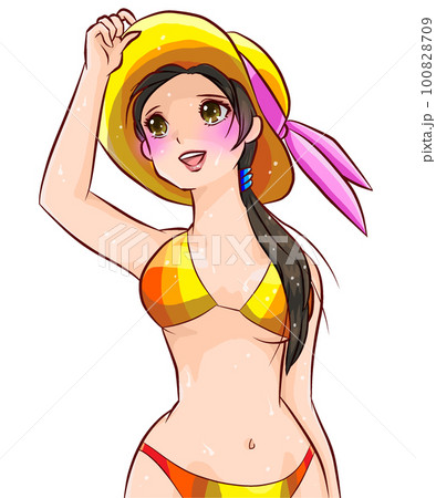 水着でポーズをとるビキニの女性のイラスト素材 [100828709] - PIXTA