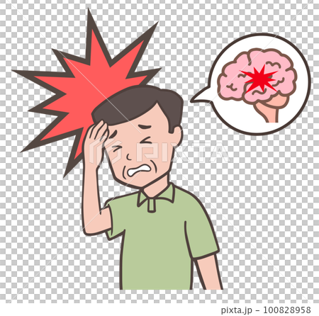 中年男子，因中風、腦梗塞、腦出血而表情痛苦的叔叔 100828958