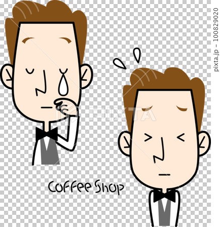 男性咖啡館店員姿勢設置 3 100829020