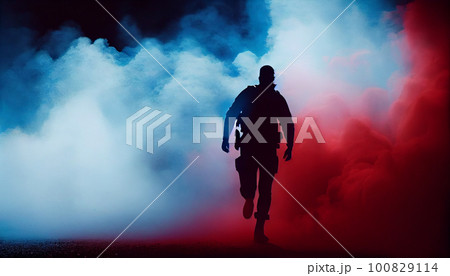 Criminal policeman detective man running holding gun full length silhouette in studio. Criminal policeman detective man running holding gun full length silhouette in studio. 100829114
