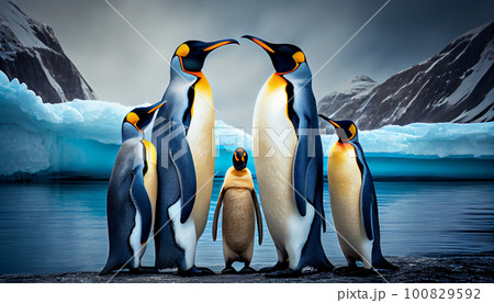 Emperor Penguins with chick Emperor Penguins with chick 100829592