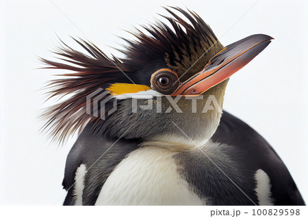 Rockhopper penguin close up portrait, isolated on white background Rockhopper penguin close up portrait, isolated on white background 100829598