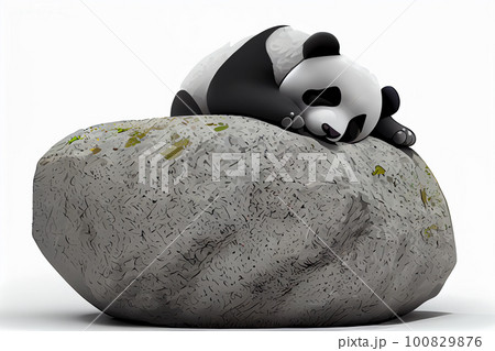 Adorable giant panda bear sleeping 100829876