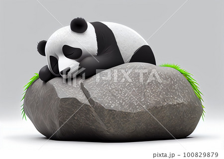 Adorable giant panda bear sleeping 100829879