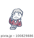 電話をかけるおばあちゃんのイラスト 電話をかけるおばあちゃんのイラスト 100829886