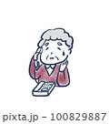 電話対応に困るおばあちゃんのイラスト 電話対応に困るおばあちゃんのイラスト 100829887
