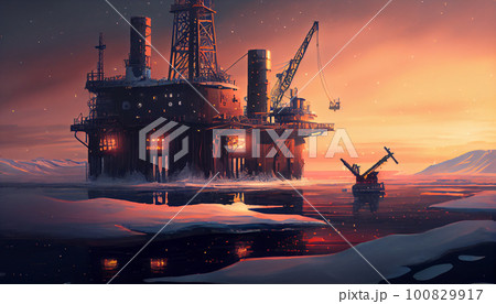 Offshore oil drilling platform 100829917