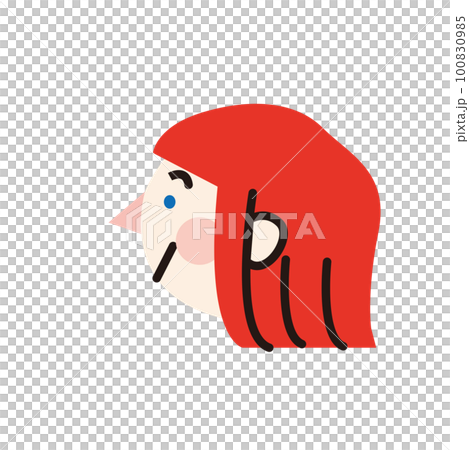 微笑的紅發藍眼睛白種人的側面輪廓 100830985