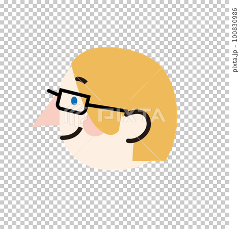 長長的金發微笑白種人的側面輪廓 100830986