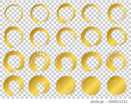 墨で描いた丸色々_金色 100831251