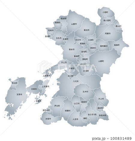 熊本県と市町村地図 100831489