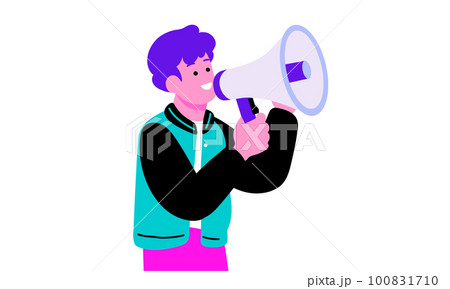メガホンを持った男性のイラスト 100831710