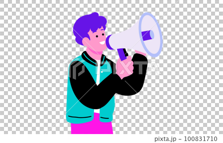 Illustration of a man with a megaphone 100831710