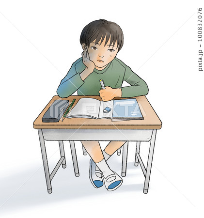 暗い表情の小学生の男の子のイラスト 暗い表情の小学生の男の子のイラスト 100832076