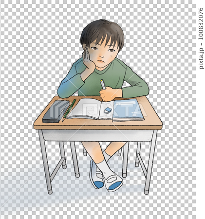 暗い表情の小学生の男の子のイラスト 暗い表情の小学生の男の子のイラスト 100832076
