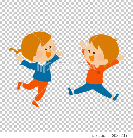 兒童跳躍的插圖素材 兒童跳躍的插圖素材 100832359