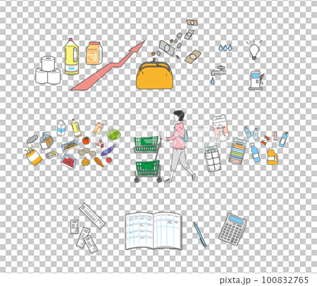 A set of household accounts, spending and shopping women A set of household accounts, spending and shopping women 100832765