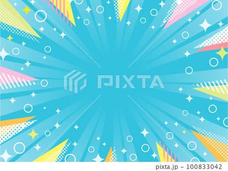 バブル入りポップな強調線フレームブルー 100833042