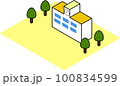 アイソメトリック　木に囲まれた学校 100834599