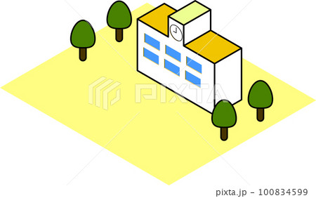 アイソメトリック 木に囲まれた学校 アイソメトリック 木に囲まれた学校 100834599