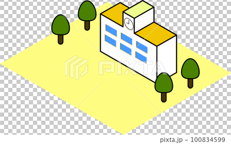 アイソメトリック 木に囲まれた学校 アイソメトリック 木に囲まれた学校 100834599