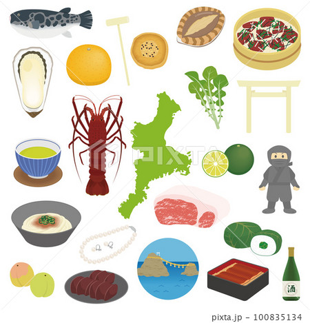三重県の名物のイラストセット 三重県の名物のイラストセット 100835134