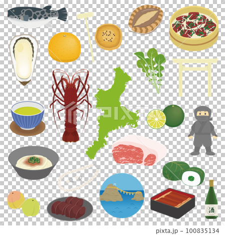 三重県の名物のイラストセット 三重県の名物のイラストセット 100835134