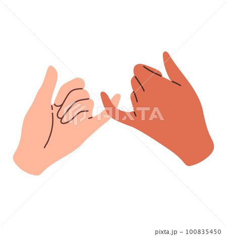 Reconciliation concept. Cupid couple reconciles, holding hands. Restore love. Abstract vector illustration flat design. 100835450